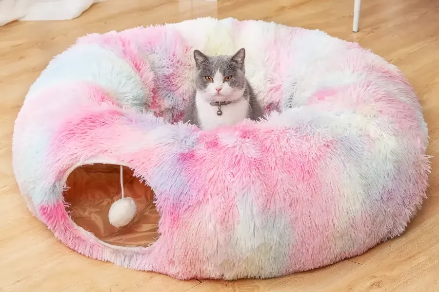 Foldable Cat Bed with Tunnel